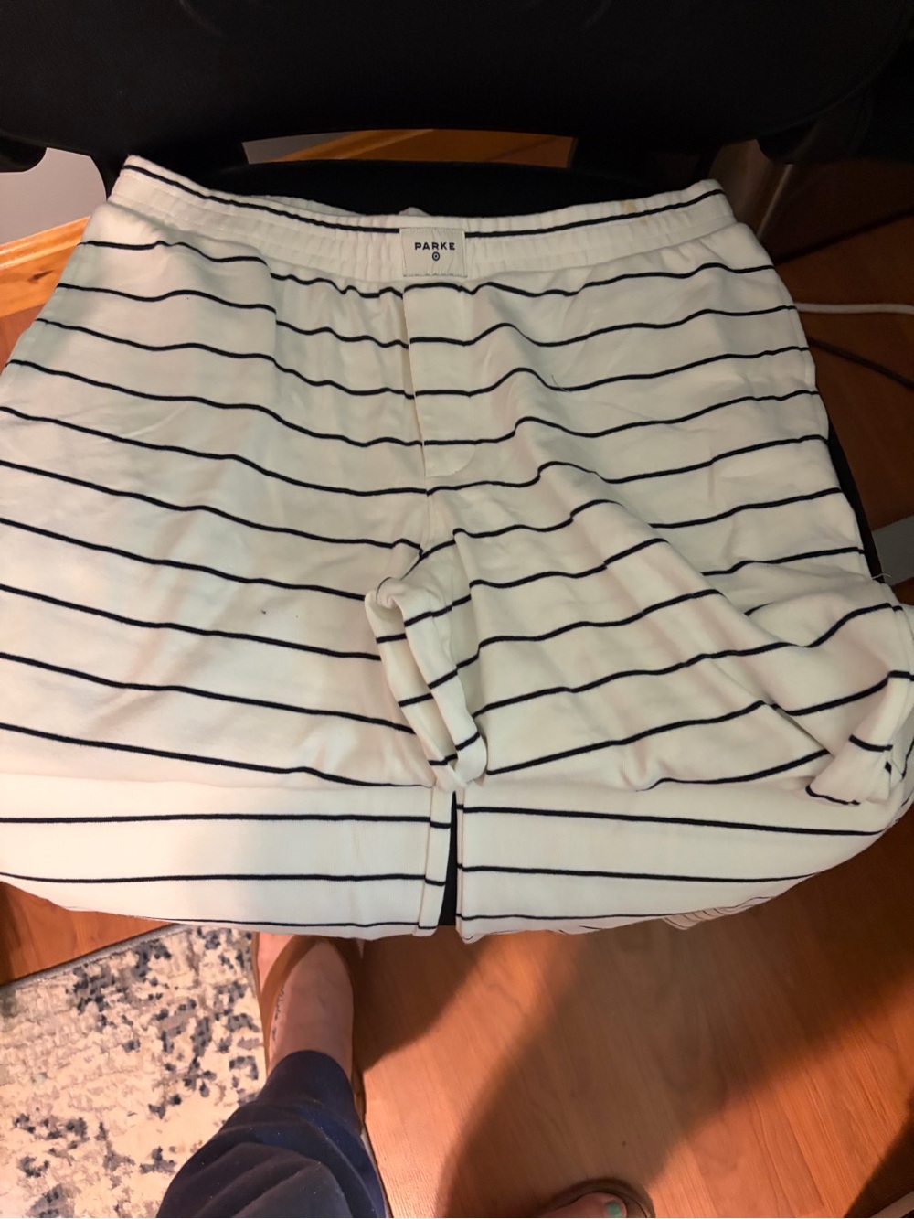 Parke White & Black Striped Straight Leg Pants - Women New Without Tags